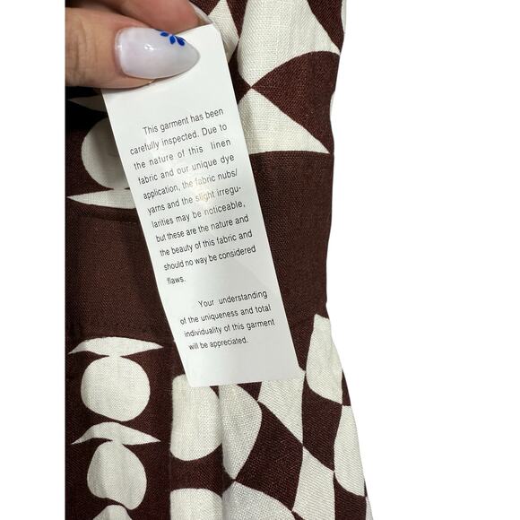 NWT Harold’s Brown White Geometric Print Sleeveless Linen Dress – Size 10 - Picture 7 of 9